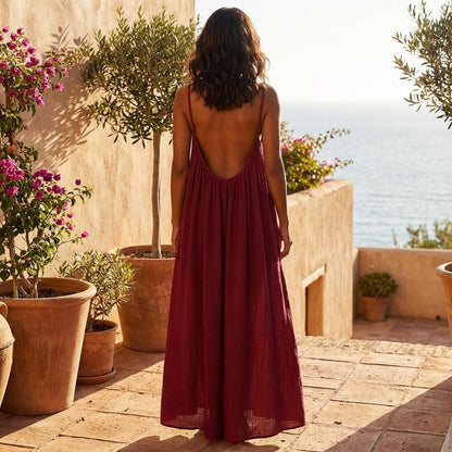 🌿🌸Women's Solid Color Cami Lounge Dress, Elegant Sleeveless Long Dress for Summer, Ladies Sleepwear for Indoor Wear